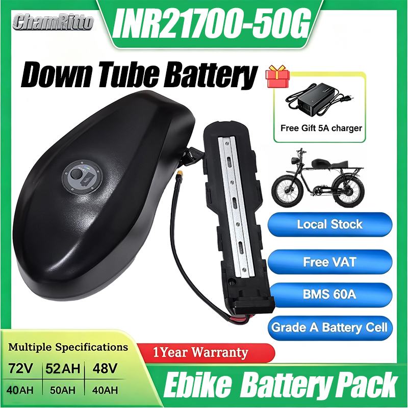 72V 50Ah 21700 Lithium Battery - 전기 자전거용 48V, 72V 다운 튜브